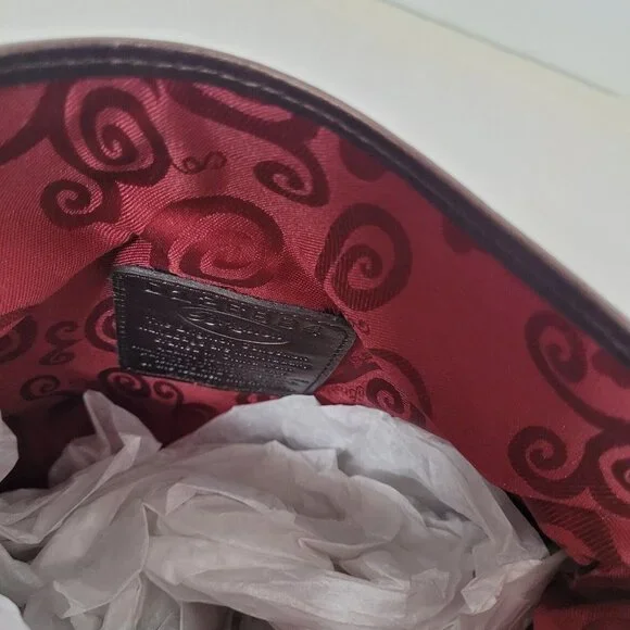 Brighton Scarlet Bronze Fold Over Leather Handbag Silver Strap W/Dust Bag EUC - Picture 5 of 12